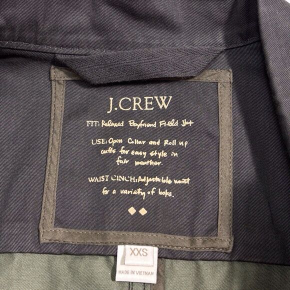 J. CREW Relaxed Boyfriend Field Jacket Coat Womens XXS Dark Green Gorpcore - Picture 10 of 12